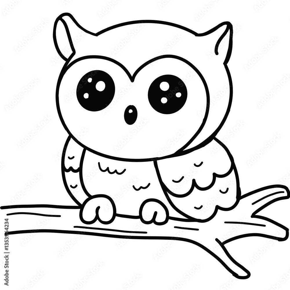 Fototapeta premium Vector illustration of owl isolated on white background. For kids coloring book.