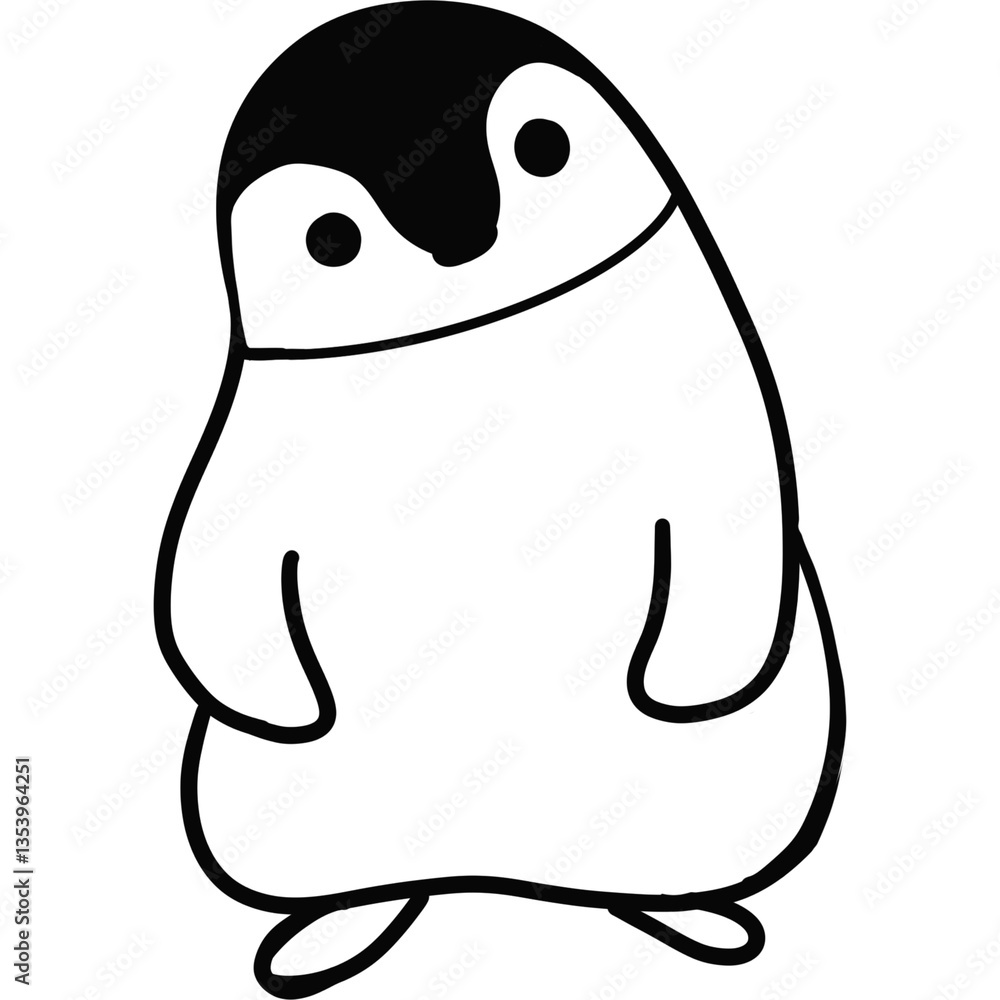 Hand drawn coloring page of a penguin Hand drawn coloring page of a penguin