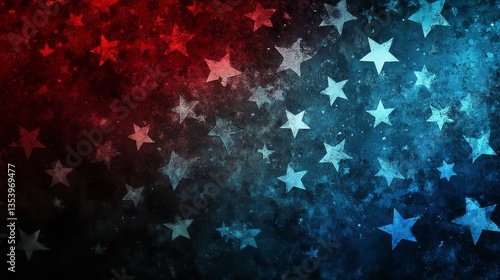 Textured star pattern background with patriotic red white and blue hues