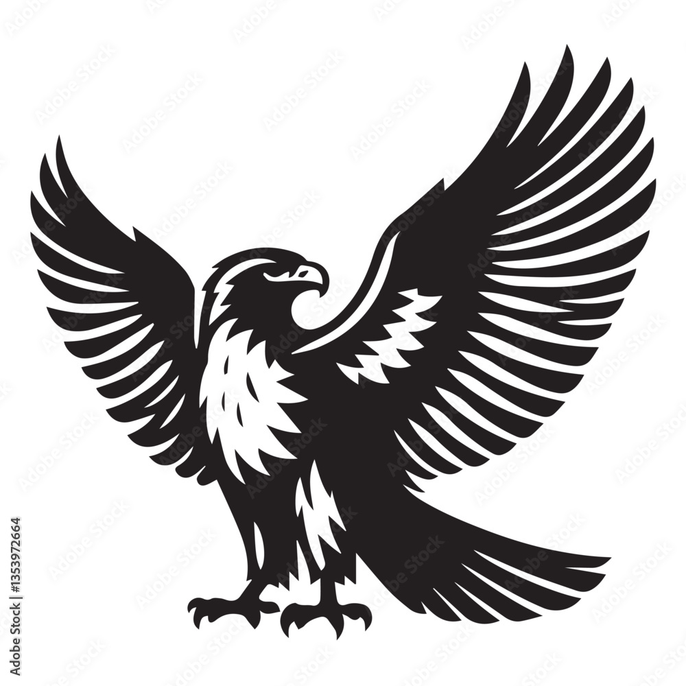 Obraz premium Hawk silhouette black and white vector icon