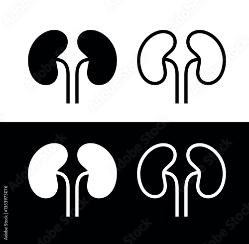 Kidney icon. Paired human organ. Pictogram for doctor or hospital, treatment or prevention. Health symbol.