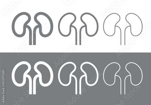 Kidney icon. Paired human organ. Pictogram for doctor or hospital, treatment or prevention. Health symbol.