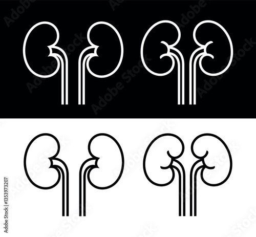 Kidney icon. Paired human organ. Pictogram for doctor or hospital, treatment or prevention. Health symbol.