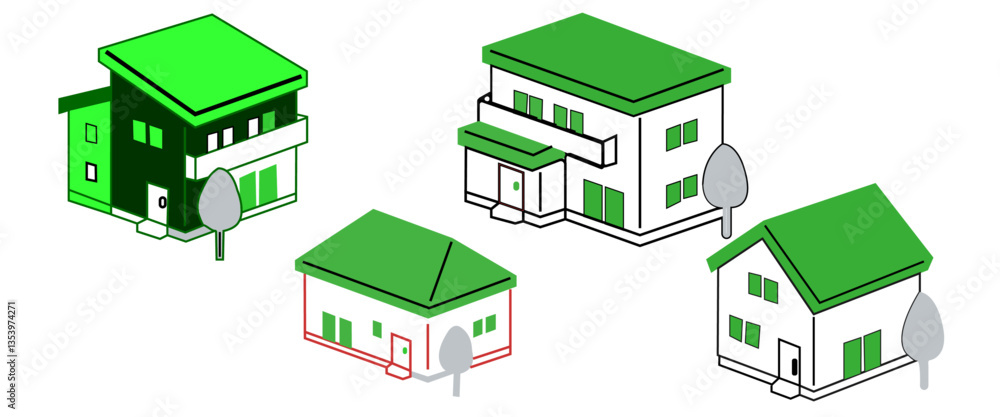 An environmentally friendly house logo designed with vibrant isometric eco-houses and an emphasis on environmental sustainability Vector Isometric Eco-friendly An environmentally friendly house logo designed with vibrant isometric eco-houses and an emphasis on environmental sustainability Vector Isometric Eco-friendly