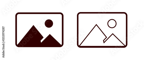 Flat picture placeholder symbol for the app, website, or user interface design. No photo thumbnail graphic element. No found or available image in the gallery or album.
