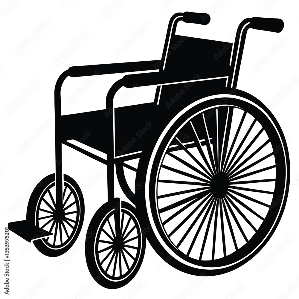 Fototapeta premium Vector silhouette of a wheelchair on a white background