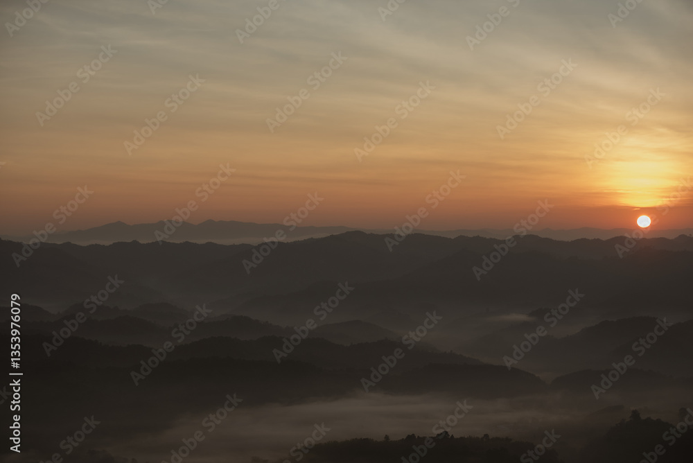 Fototapeta premium Morning sunlight on a high mountain