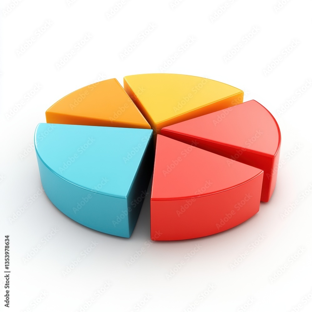 Obraz premium A colorful pie chart is divided into six pieces