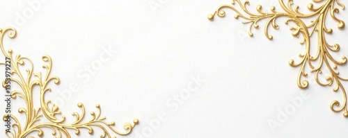 Delicate gold filigree design on a plain white background, design, white