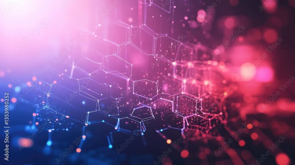 Abstract digital background featuring interconnected hexagons and vibrant colors representing technology and innovation Abstract digital background featuring interconnected hexagons and vibrant colors representing technology and innovation