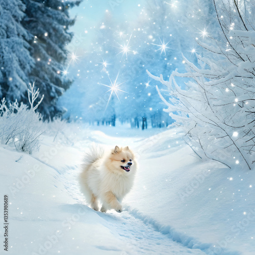 golden retriever in snow