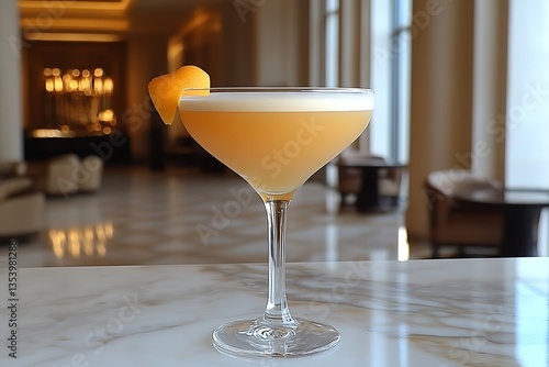 Wallpaper Mural A sophisticated cocktail garnished with an orange peel is displayed gracefully Torontodigital.ca