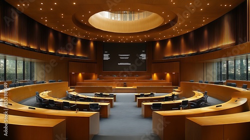 Fototapeta Naklejka Na Ścianę i Meble -  Modern council chamber, city hall, meeting