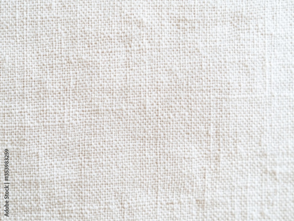 Fototapeta premium Close-up of textured white fabric with natural fibers and weave