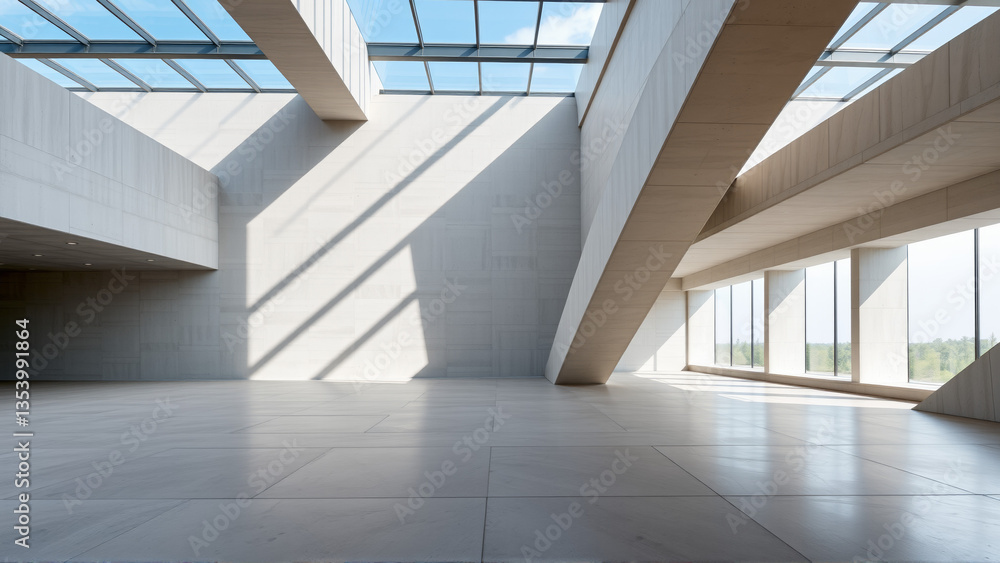 Obraz premium Empty spacious room with concrete walls