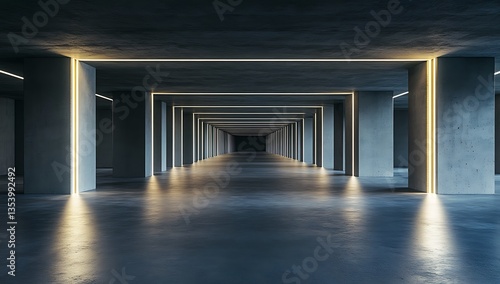 Wallpaper Mural The basement room on the bottom floor of the building's parking lot is empty in an industrial cast concrete style. Abstract modern minimal background Torontodigital.ca