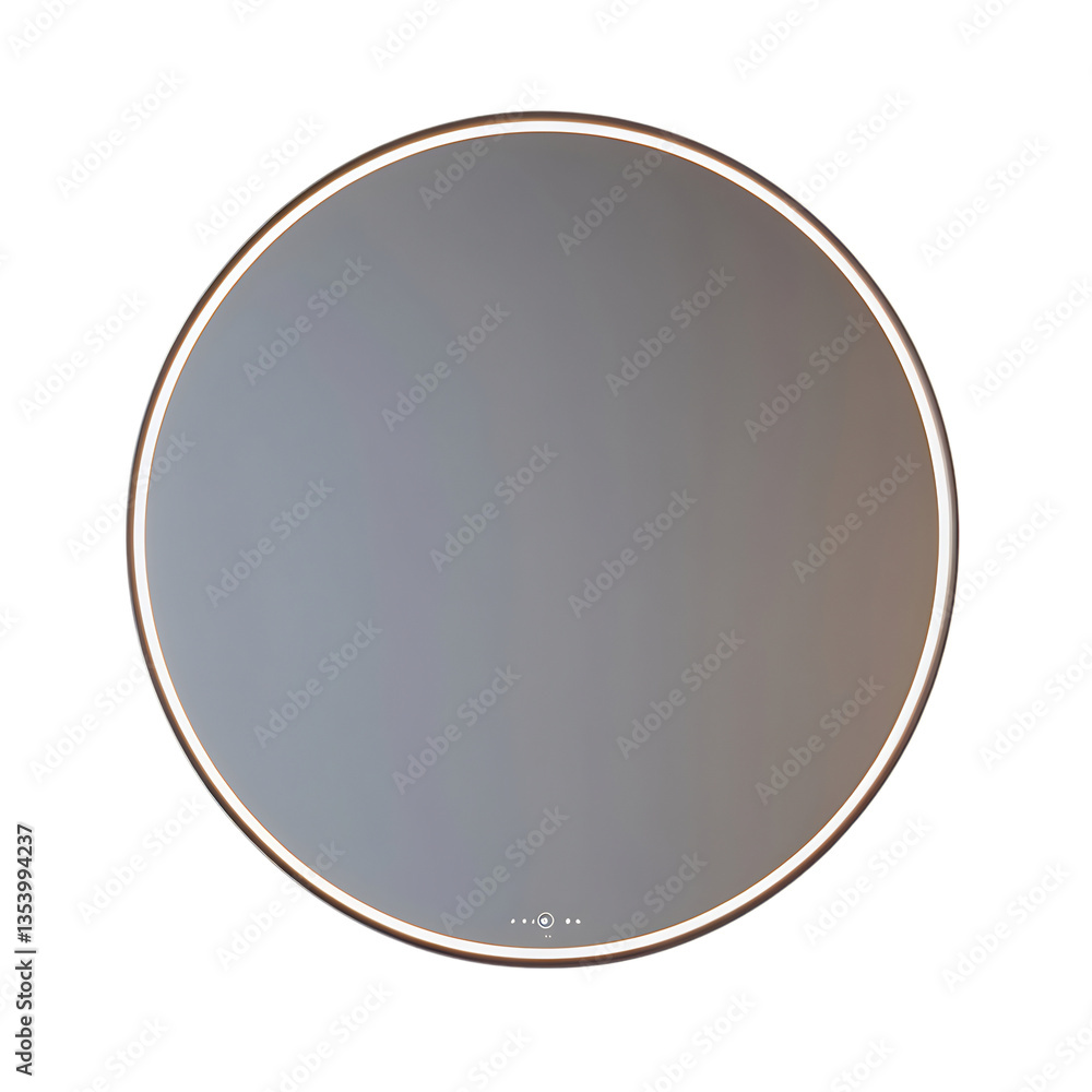 Elegant Wall Mirror with Built-in LED Lighting Isolated on Transparent Background Elegant Wall Mirror with Built-in LED Lighting Isolated on Transparent Background