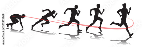 Running step icon. Runner from start to finish.vector ilustration