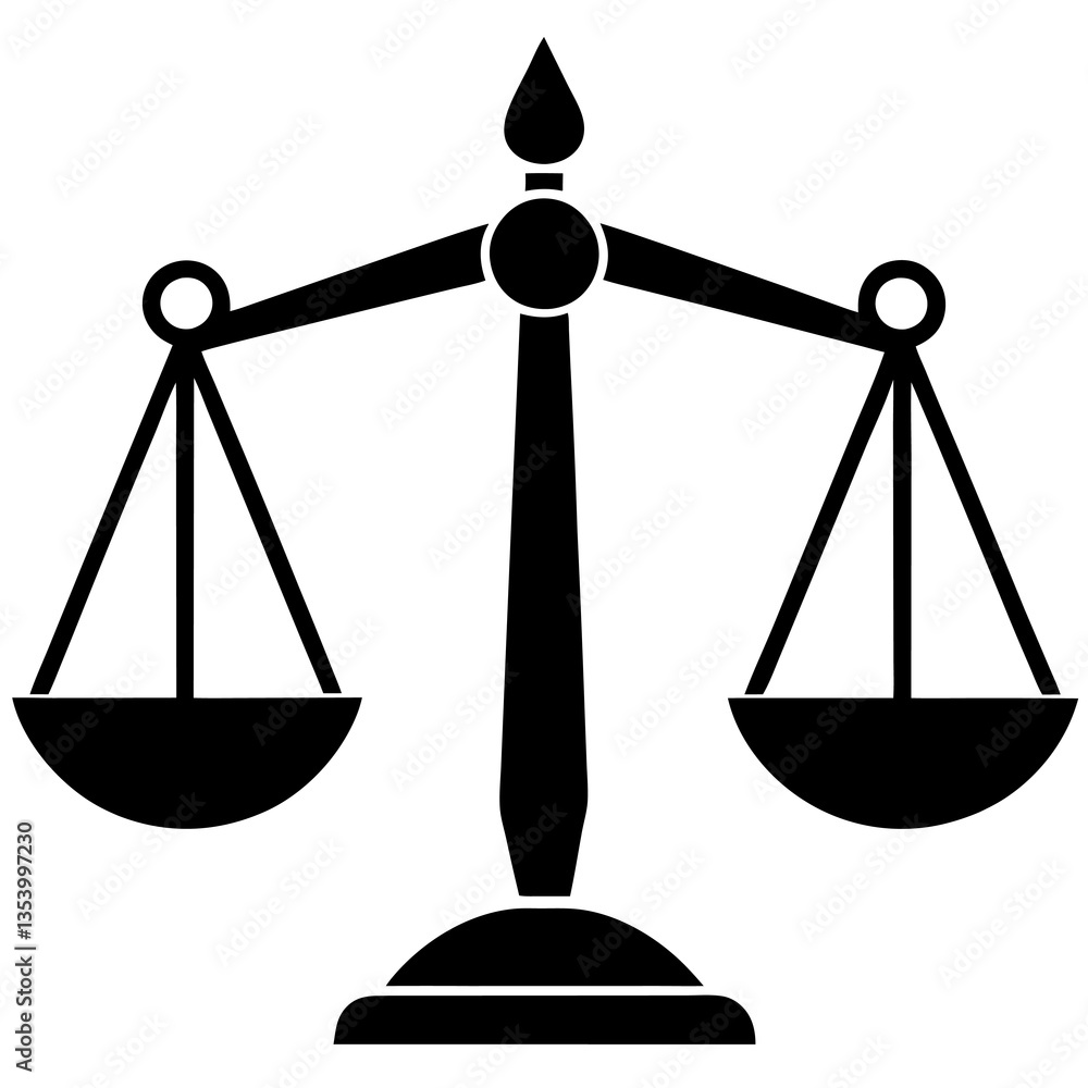 Law & Justice Balance Scale Vector Professional Silhouette Icon. Law & Justice Balance Scale Vector Professional Silhouette Icon.