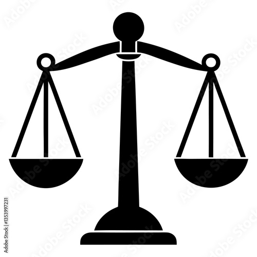 Law & Justice Balance Scale Vector Professional Silhouette Icon.