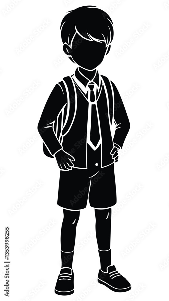 silhouette a student boy going to school with school bag silhouette a student boy going to school with school bag