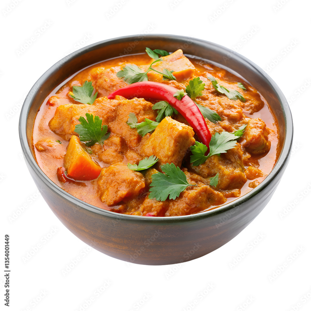 Delicious chicken curry with rice, vegetables, and a spicy tomato sauce served in a bowl for a healthy and traditional meal Delicious chicken curry with rice, vegetables, and a spicy tomato sauce served in a bowl for a healthy and traditional meal