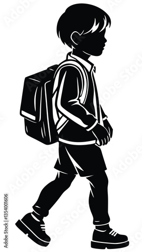 School Boy Silhouette isolated on a white background