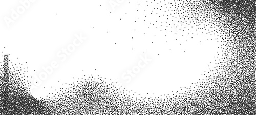 Grain noise gradient on transparent background. Abstract halftone dots particles wave pattern. Vector illustration