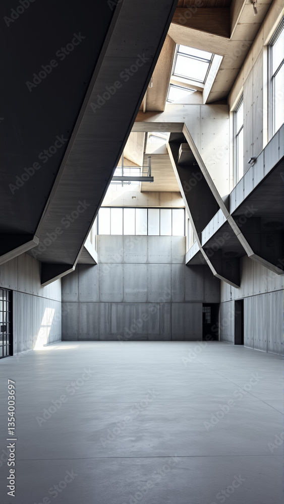 Obraz premium Empty spacious room with concrete walls