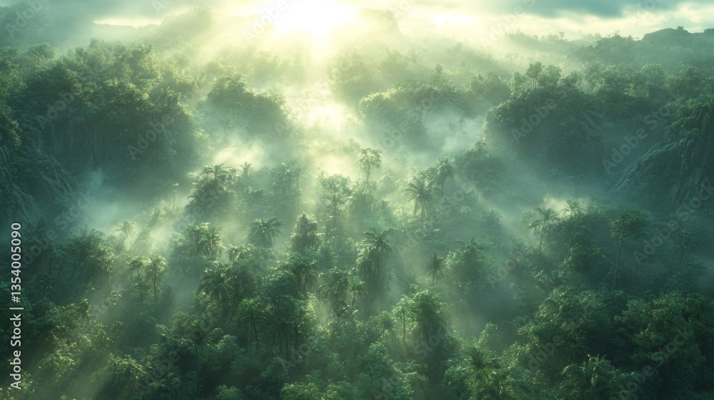 Fototapeta premium Misty Jungle Dawn