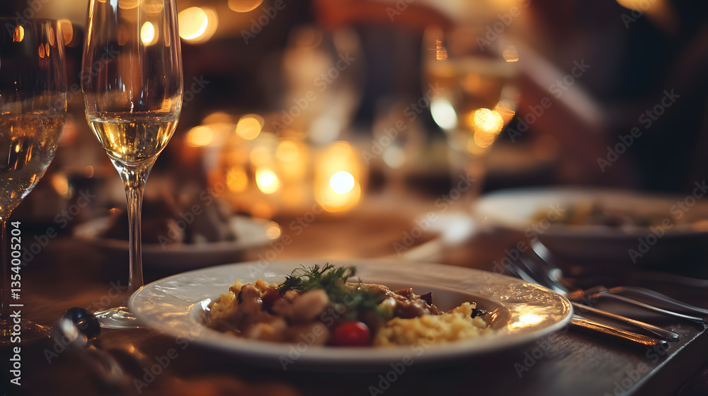 Fototapeta premium Close-up of delicious food for a romantic candlelit dinner