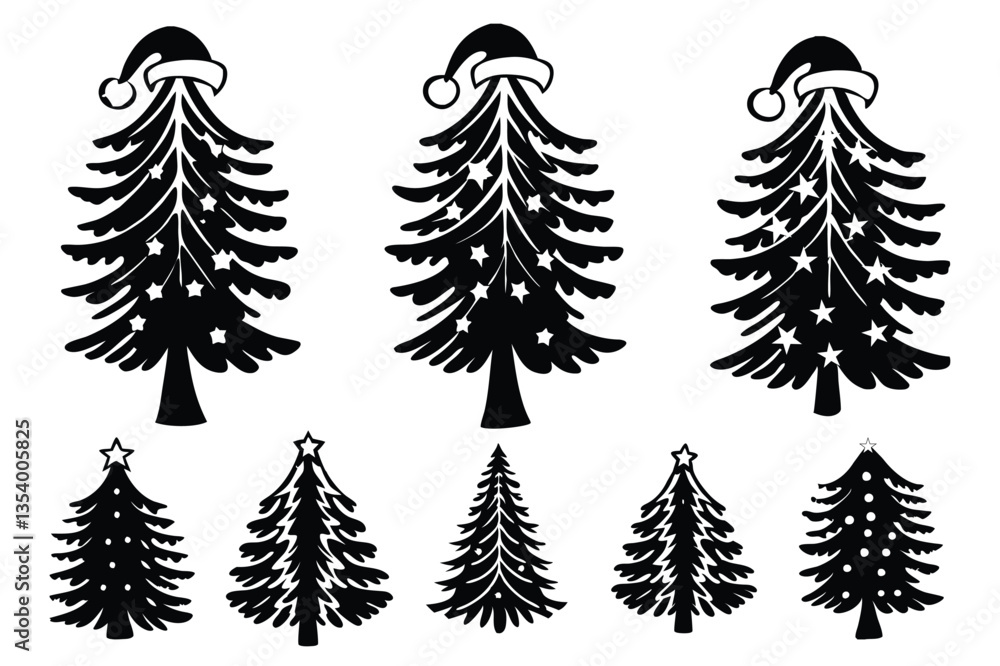 Obraz premium set of christmas trees vector on white background