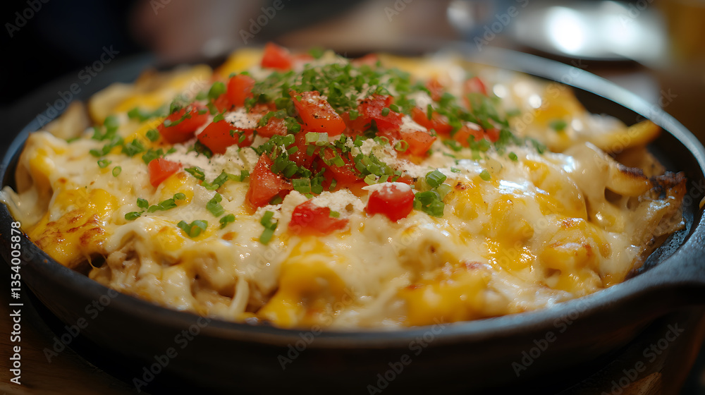 Close-up of a delicious baked pasta with cheese and tomato. Close-up of a delicious baked pasta with cheese and tomato.