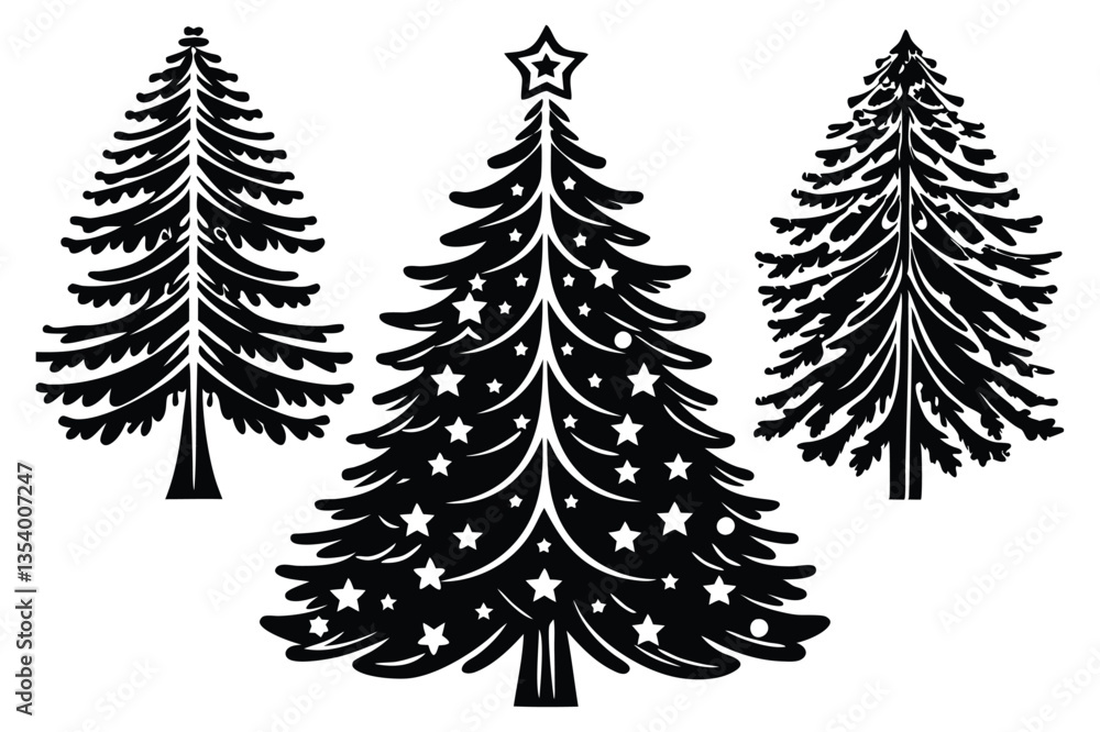 Obraz premium set of christmas trees vector on white background