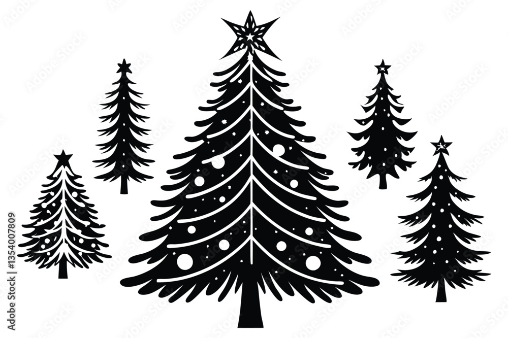 Obraz premium set of christmas trees vector on white background