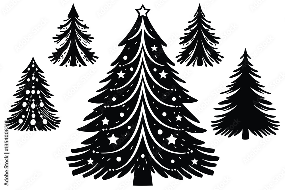 Obraz premium set of christmas trees vector on white background