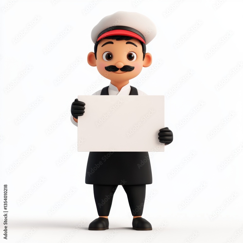 A man in a chef's hat holding a blank white board A man in a chef's hat holding a blank white board
