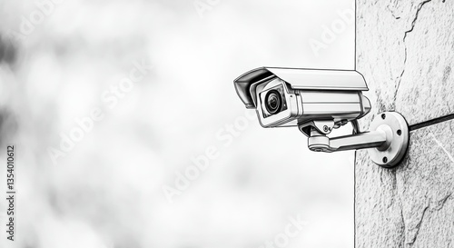 Security camera mounted on a wall for surveillance and monitoring