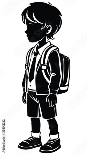 A schoolboy going school silhouette art illustration design