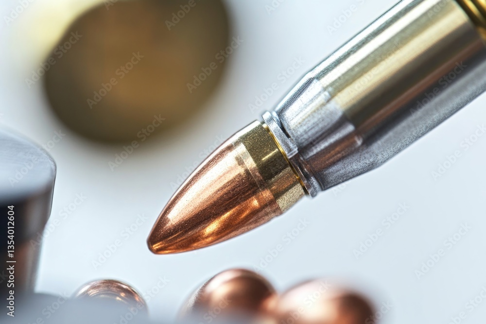 Naklejka premium A detailed shot of two bullets, one in front of the other