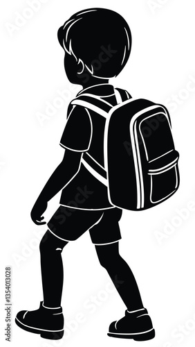 A schoolboy going school silhouette art illustration design