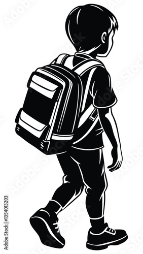 A schoolboy going school silhouette art illustration design