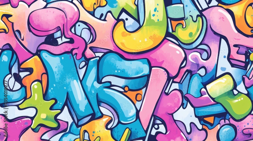 Obraz premium Vibrant Abstract Graffiti Art Colorful Background Design for Wallpaper and Prints