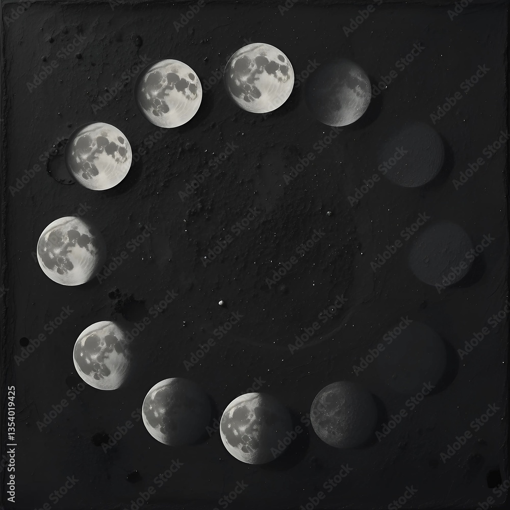 Obraz premium “Lunar Phases Circle with Shadow Detail”