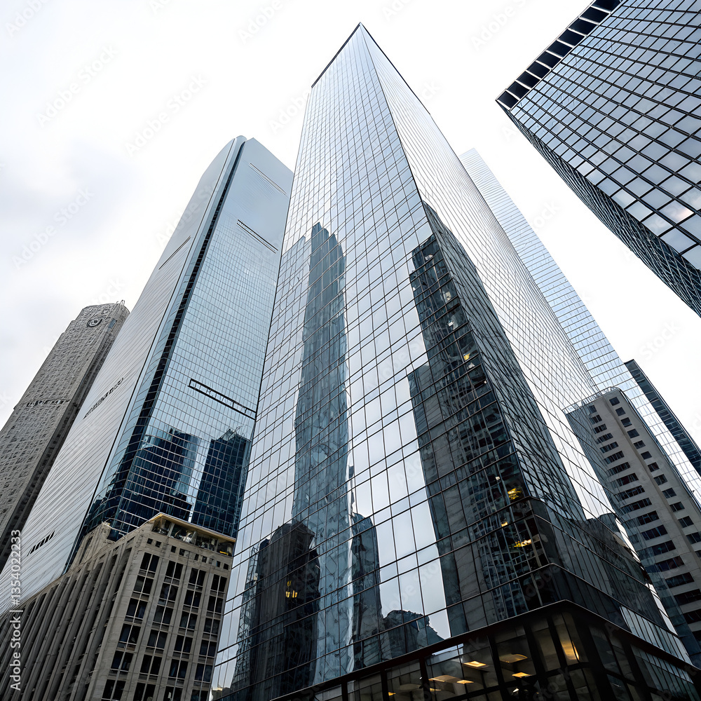 Naklejka premium Reflective skyscrapers business building