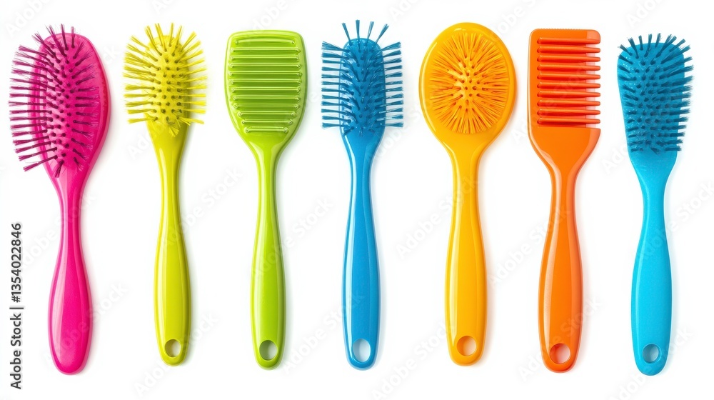 Colorful Hair Styling Tools on White Background Colorful Hair Styling Tools on White Background