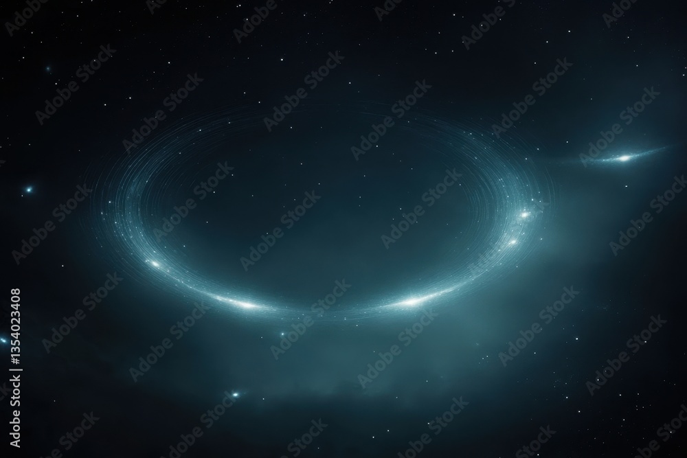 Obraz premium Celestial rings and cosmic phenomena observed in deep space during nighttime exploration
