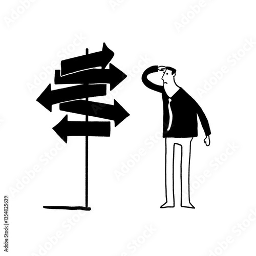 Man Looking at direction signs