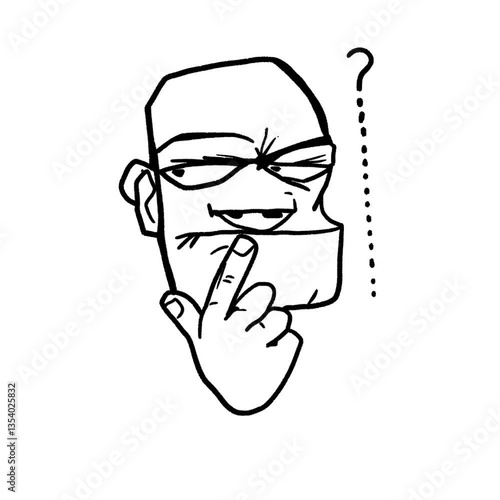 funny cartoon man Thinking hmm..