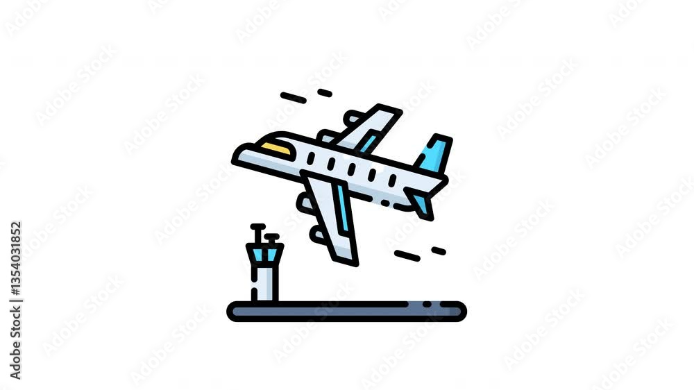 Plane taking off from a runway animation video design Plane taking off from a runway animation video design